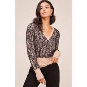 ASTR The Label Tiger Stripe V-Neck Sweater, Size S